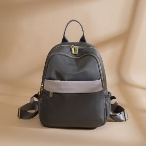 Poaba Simple Color Block Fashion Korean Large Capacity Double Shoulder Oxford Cloth Backpack Waterproof Casual Travel Bag