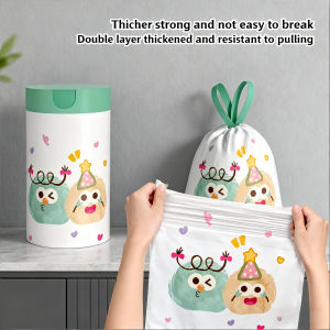 1 Roll Thickened Portable Flower Scented Drawstring Design Trash Bags High-Density Polyethylene Large Size for Home & Office