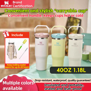 STANLEY Spot insulated ice cup 40oz(1.18L) large capacity outdoor high aesthetic value multiple popular colors stainless comes with handle and straw
