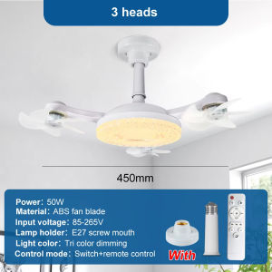 2-in-1 Suspended Drone LED Ceiling Fan Light with Remote Dimming 50-60w Silent 3-speed Large Fan Suitable for Living Rooms