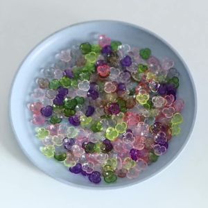 100pcs/lot Colored Flower Bead Caps Loose Spacer Resin Beads For Jewelry Making DIY Handmade Necklace Bracelet Decor Accessories