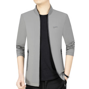 Pierre Cardin Mens Slim Fit Jacket Spring Autumn New Style Thin Stand Collar Midlife Dad Clothes Business Casual Polyester Fiber