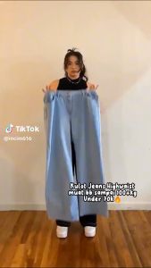 KAYLIN.ID Promo Bayar Ditempat Celana Jeans Jumbo Wanita Pinggang Karet Termurah