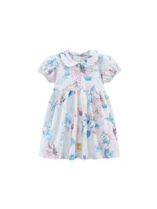 Princess Style Pure Cotton Short Sleeve Childrens Dress Summer Fashionable Baby Girls Clothing Half Sleeve Doll Collar Dress