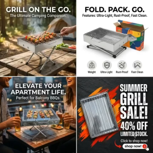 Outdoor Foldable Charcoal Grill – Tubo Paa Style for Easy Setup