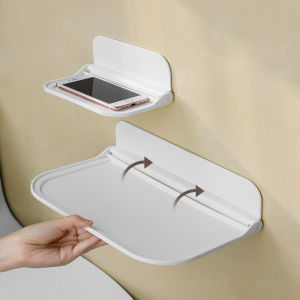 Wall-Mounted Folding Shelf Space Saver No-Drilling Bathroom Bedroom Dormitory
