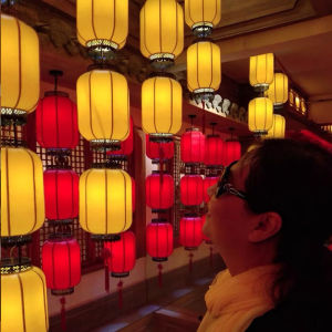 Outdoor Waterproof Chinese Yellow And Red Lanterns Photo Props Decorative Wall Lighting PVC Material Flower Pattern Palace Lanterns