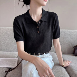 SHEHAN | French Vintage Style Silk-like Loose Polo Shirt