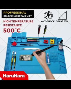 Premium Silicone Soldering Mat Complete Tool Set Heat Resistant 500°C/932°F | Large Magnetic Anti-Static Electronic Repair Workmat for BGA And Gun Soldering Iron Workbench Phone Repair 177 x 11.8 cm