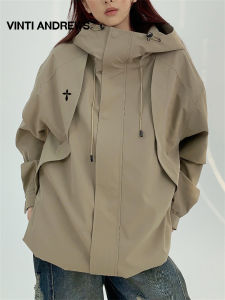 Oversized American Embroidery Hooded Outdoor Jacket Short