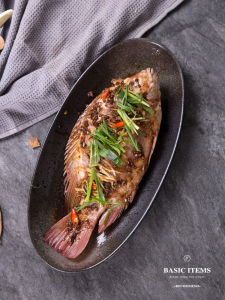 Large Size Ceramic Creative Fish Plate Japanese Style Steamed Fish Dish Rectangular Oval Shaped Fruit Dish Dining Utensils