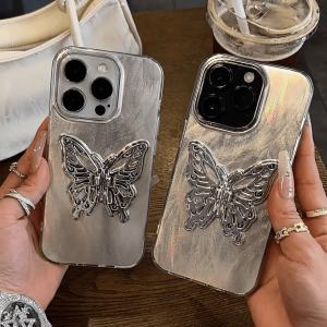Butterfly Metal Frame Phone Case for  15Promax Huawei Pura70Pro Womens Mate60Pro New Honor 200OPPO Reno12VivoX100 Xiaomi 14Pro