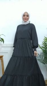 ELOK Raisa Dress Hitam Wanita Gamis Hitam Haji dan Umroh Abya Turkey DCM#1463