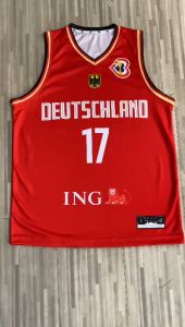 Jersey Dennis Schroder Deutschland #17 MERAH RED FIBA 2023 Swingman Bola Basket NBA Baju Kaos T-Shirt Tshirt Atasan Costum Kostum