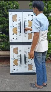 JUMBO - LEMARI PAKAIAN PLASTIK SUSUN 4 KACA AKAKO BATIK AKAKO LP2P KACA DAN PENGUNCIAN