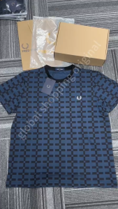 FRED PERRY T shirt M-9864 Ori New Round Neck Plaid Cotton Embroidered Men T shirt