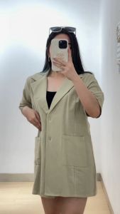 6162 Vanessa V-Neck Pocket Button Top Blouse Atasan Wanita