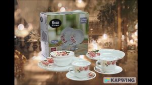 MICASA 10pcs Glass Opal Sweet Rose Dinner Set