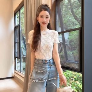 CHANGTONG | Elegant Slim French Style Short Sleeve Top