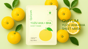 QUIYUM Yuzu AHA + BHA Sheet Mask Hyaluronic Acid Vitamin B5 Facial Mask 1pcs