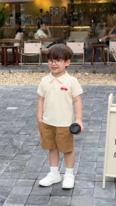 Set bộ polo ngắn tay nhiều màu bé trai họa tiết thêu ô tô kèm quần short 9 tới 25kg BERNIE H0625B40