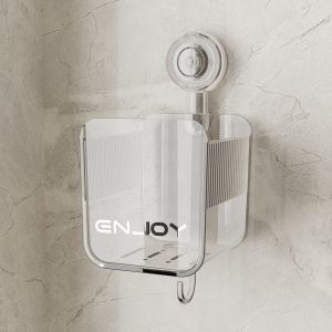 Bathroom Suction Cup Rack Wall Mounted Toilet Washstand Handwashing Room Storage Shelf No Drilling Required Stainless Steel