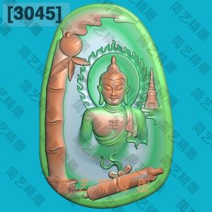 3045 New Bamboo Festival Tianshu Half-Body Buddha Fine Carved Figure Jade Carving Pendant Computer Carving Relief Figure Grayscale