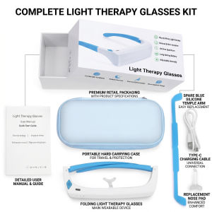 SAD Light Therapy Glasses Wearable Lamp Depression Mood Aid Relief Phototherapy Blue White LED Anti Insomnia Rechargeable Type C