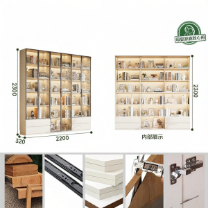 White Wood Bookcase with Glass Doors