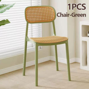 HOMEBLOOM Rattan Chair Dining Chair With Backrest Nordic Chair Coffee Chair Plastic Chair Stackable Cafe Chair for Dinning Table