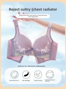 Breathable Thin Cup Wireless Bra Womens Summer Underwear Full Coverage Nylon Fabric No Pad Anti-Sagging Side Fatigue Reduction