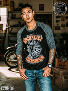 เสื้อแขนสามส่วน เสื้อแขนสามส่วนผู้ชาย เสื้อแขนสามส่วนวินเทจ เสื้อไหล่สโลป แขน 3 ส่วน เสื้อยืด เสื้อยืดวินเทจ Vintage. ( รหัสสินค้า T 20 ) Man Clothing