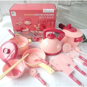 🔥READY STOCK 🔥 Simulation Pretend Play house kitchen toy girl cooking tableware set 儿童新款益智仿真过家家厨房玩具 女孩模拟做饭餐具套装