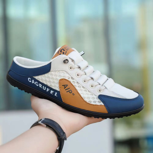 2025 Half Slippers For Men Canvas Half Shoes For Men Mesh Casual Sneakers Half Loafers Shoes for Men Breathable 39-45