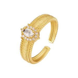 Adjustable Silver Ring with Gold and Gemstone