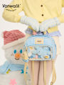 VANWALK Original Pizza Series Backpack Macaron Style Soft PU Material Leisure Casual Youth Shoulder Bag Traveling Outfit. 