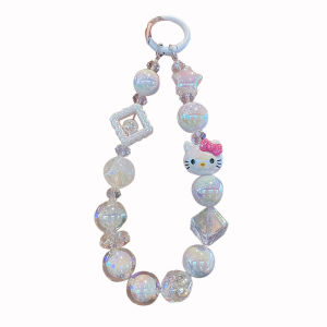 Sanrio เคสโทรศัพท์สั้นห่วงแขวนข้อมือป้องกันการสูญเสียลูกปัดกล้องซีซีดีสายคล้องโทรศัพท์โซ่ของตกแต่งสำหรับแขวน