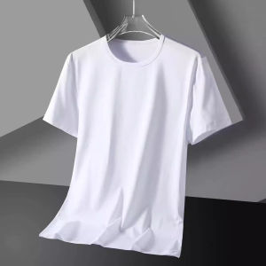 Summer New Luxury Mens Starry Night Short Sleeve T-Shirt Gradient Sequin Hole round Neck High Quality Casual Loose Fit Top