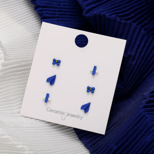 Klein Blue Plastic Glue Needle Earrings Womens Resin Ear Cuff Hoop Earrings Ear Jewelry Set Dayu Fashion Sensation