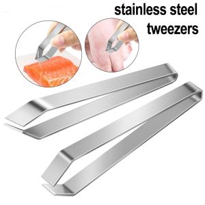 1pcs Stainless Steel Fish Bone Tweezers Pincer Clip Puller Remover Tongs Fish Bone Plucking Clamp Kitchen Gadgets Tools