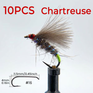 ICERIO 10PCS #16 CDC Emerger Dry Flies UV Reactive Floating Barbed Hook Trout Grayling Artificial Fishing Lures