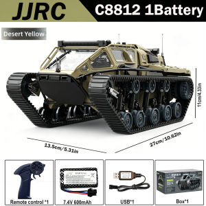 WLtoys | JJRC C8812/C8812 MAX LED Light Full Scale Tracked Tank Simulation Toy RC Car Drift 2.4G Remote Control Off-Road Vehicle Boy Gift