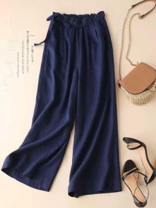 NUANKONG | Drape Cotton Linen Wide Leg Tapered Pants
