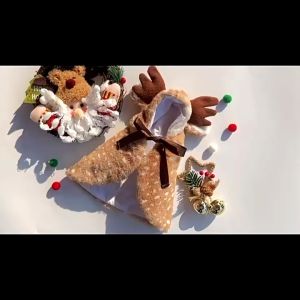 【Fei_fei】พร้อมส่ง เสื้อผ้าสัตว์เลี้ยง ผ้าคลุมกวางเรนเดียร์ สไตล์คริสต์มาส S/M/L