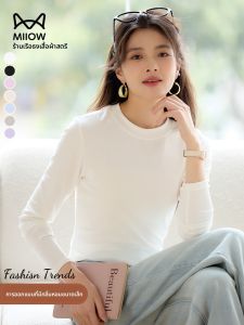 MiiOW | เสื้อยืดคอกลมแขนยาวทรงสลิมฟิตสำหรับผู้หญิง MiiOW Cat ฤดูร้อนใหม่ เสื้อเชิ้ตทรงเข้ารูปสำหรับใส่ลำลองในช่วงฤดูร้อน