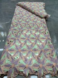 Wholesale African Guipure Cord Lace Fabric with Nigerian Stones Water Soluble High Quality for Sewing Womens Dresses 2026