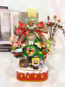 AREA-X AB0065 LED Light Spongebob Christmas Tree Music Blocks Present Gift Building Decoration Brick Toys *READY STOCK*