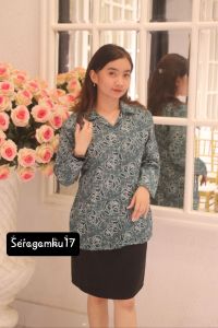 SERAGAM ATASAN BATIK PKK IJO LAPIS FURING BAHAN STANDAR PKK HALUS