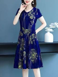 น้ําแข็ง ผ้าไหม Midi เดรส สําหรับ วัยกลางคนและผู้สูงอายุ แม่ ทันสมัย หลวม ชุดคลุมท้อง ฤดูร้อน เดรส ชุดทํางานสีบริสุทธิ์