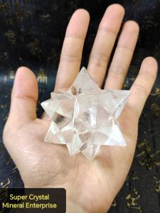 Natural High Grade White Quartz Crystal Merkaba Star Ornament WQM02 #WhiteCrystal